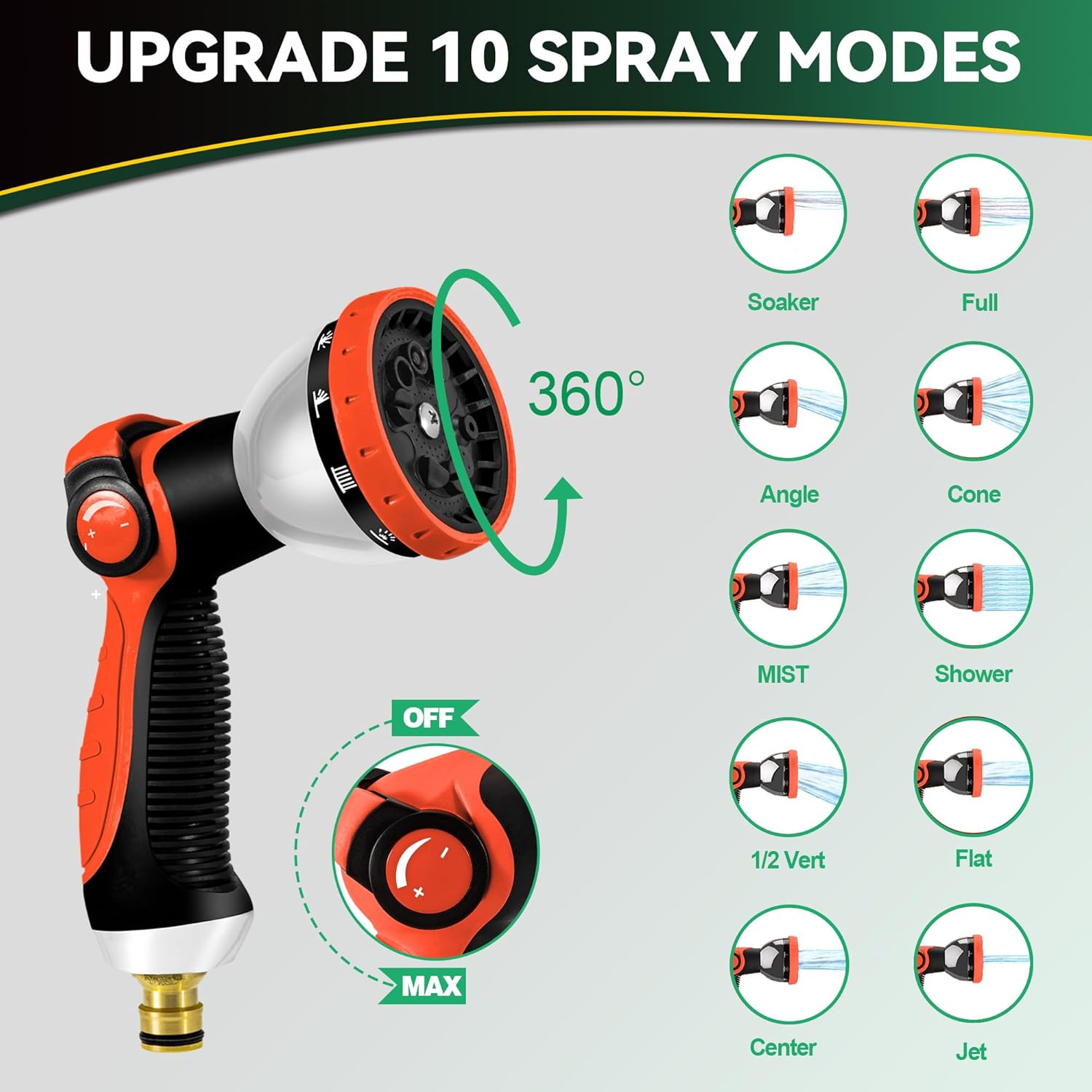 Ausdehnbarer Gartenschlauch, verbesserter 3-lagiger Latexschlauch, 3/4" und 1/2" Metallanschlüsse, langlebiges 3450D-Gewebe, knickfreier flexibler Wasserschlauch, 10 Sprühfunktionen (50 Fuß/15 m)