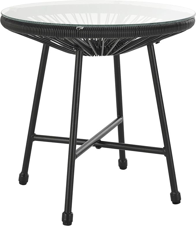 Wavising Schwarzes Ei Form Conversational Gartenmöbel Bistro Patio Outdoor Set Für Balkone Gärten Terrassen 2 Stühle 1 Glasplatte Tisch