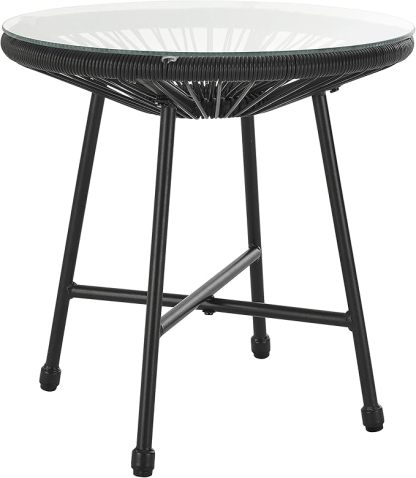 Wavising Schwarzes Ei Form Conversational Gartenmöbel Bistro Patio Outdoor Set Für Balkone Gärten Terrassen 2 Stühle 1 Glasplatte Tisch