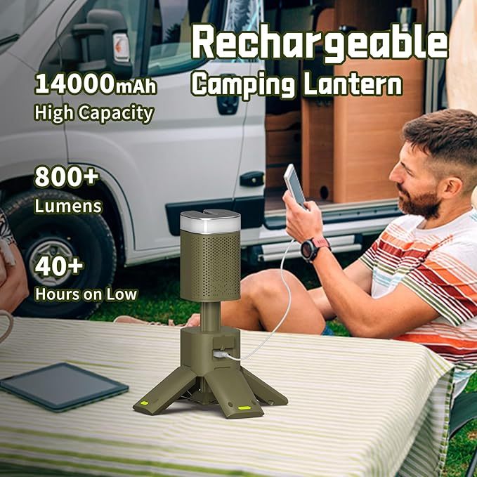 Wavising Camping-Laterne, 14000mAh wiederaufladbare Teleskop-Camping-Lichter mit Magnetfuß, Bluetooth, IPX5 wasserdichte tragbare LED-Taschenlampe für Notfall//Wandern/Camping, Camping Essentials