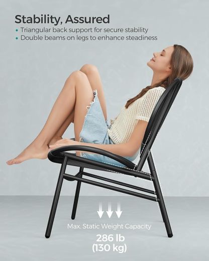 Wavising Garten-Bistro-Set, 3 Stück, Stühle, Sitzgelegenheiten für draußen, Beistelltisch und 2 Stühle, Konversationsset für drinnen und draußen, Balkonveranda, Tinte schwarz 