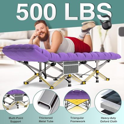 Wavising  28In Folding Camping Cot für Erwachsene, Portable Schlafbett mit Matratze, Outdoor Heavy Duty Cot Bett für Camp mit Tragetasche für Haus, Büro, Camp, Reisen, Urlaub (Max Loading 500lbs)