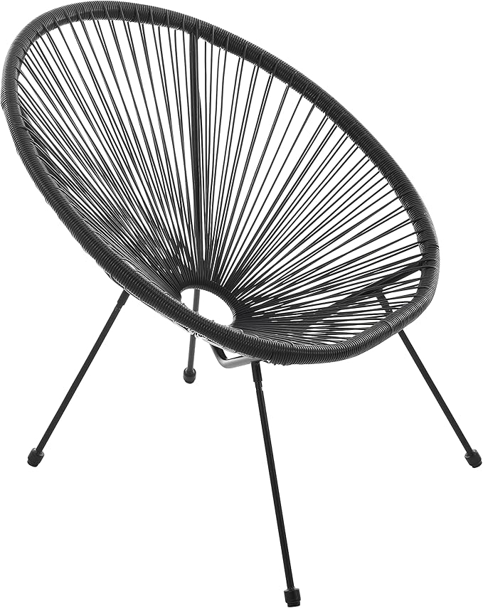 Wavising Schwarzes Ei Form Conversational Gartenmöbel Bistro Patio Outdoor Set Für Balkone Gärten Terrassen 2 Stühle 1 Glasplatte Tisch