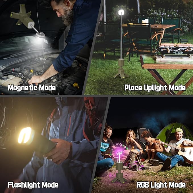 Wavising Camping-Laterne, 14000mAh wiederaufladbare Teleskop-Camping-Lichter mit Magnetfuß, Bluetooth, IPX5 wasserdichte tragbare LED-Taschenlampe für Notfall//Wandern/Camping, Camping Essentials
