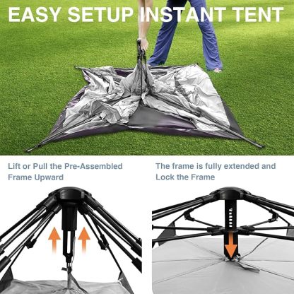 Wavising Zelte für Camping Instant Pop Up Zelte,3 Person Easy Setup Zelt Automatikzelt mit abnehmbarem Außenbereich als Sonnenschutz,Wasserdicht & Winddicht Familienzelte für Camping Outdoor Picknicks Hinterhof