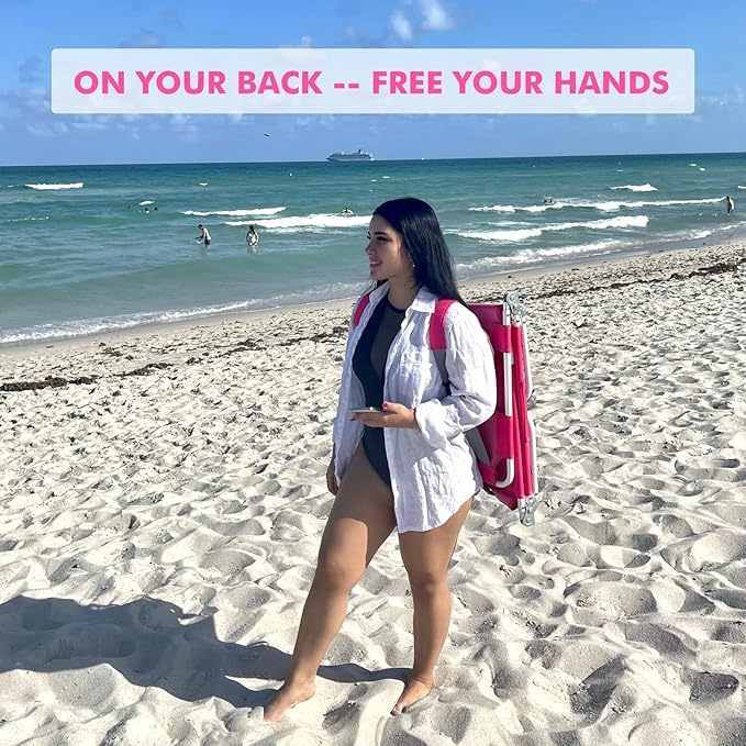 Wavising Backpack Beach Tanning Lounge Chair mit Sonnendach Umbrella Face Hole für Erwachsene draußen Lesen Sonnenbaden Poolside Camping, UPF 50+ Sonnenschutz, Pink