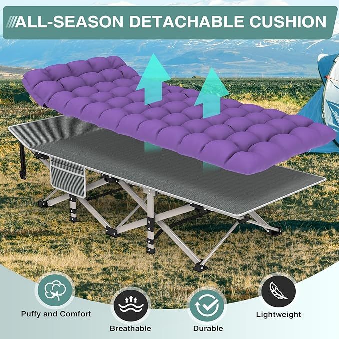 Wavising  28In Folding Camping Cot für Erwachsene, Portable Schlafbett mit Matratze, Outdoor Heavy Duty Cot Bett für Camp mit Tragetasche für Haus, Büro, Camp, Reisen, Urlaub (Max Loading 500lbs)