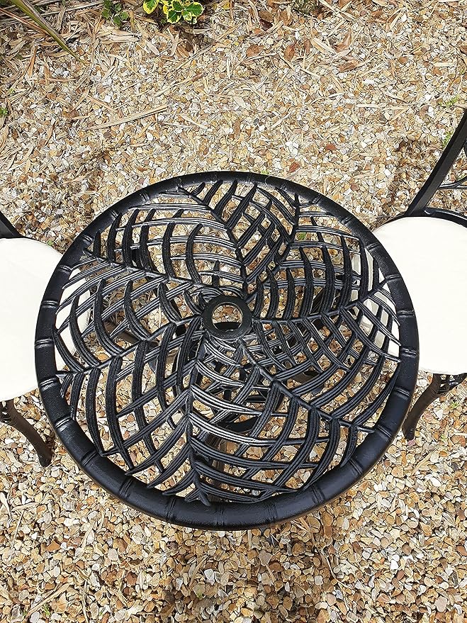 Wavising  3 Stück Patio Möbel | Rust-Resistant Garten Tisch und Stühle | Schwarz