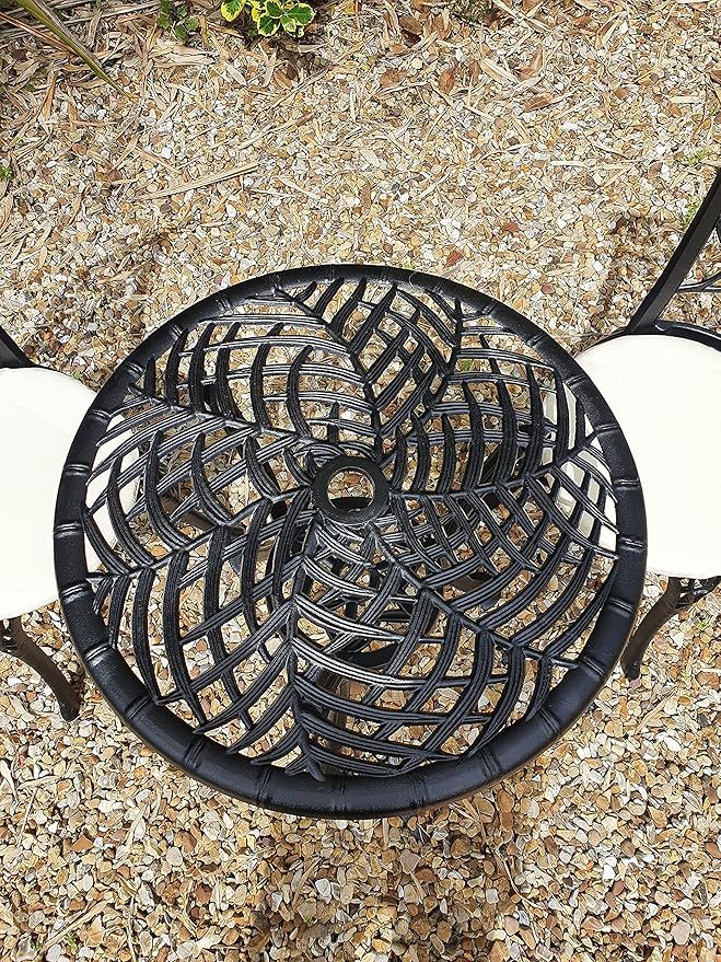 Wavising  3 Stück Patio Möbel | Rust-Resistant Garten Tisch und Stühle | Schwarz