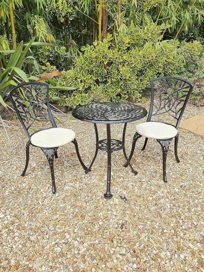 Wavising  3 Stück Patio Möbel | Rust-Resistant Garten Tisch und Stühle | Schwarz