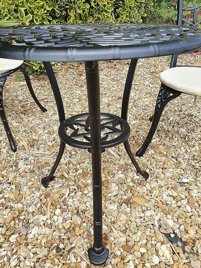 Wavising  3 Stück Patio Möbel | Rust-Resistant Garten Tisch und Stühle | Schwarz