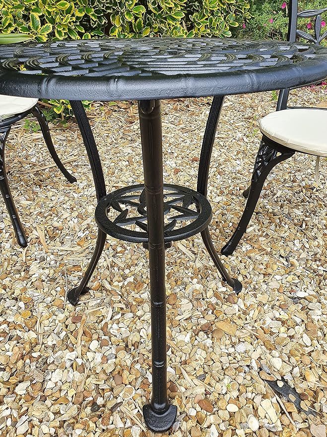 Wavising  3 Stück Patio Möbel | Rust-Resistant Garten Tisch und Stühle | Schwarz