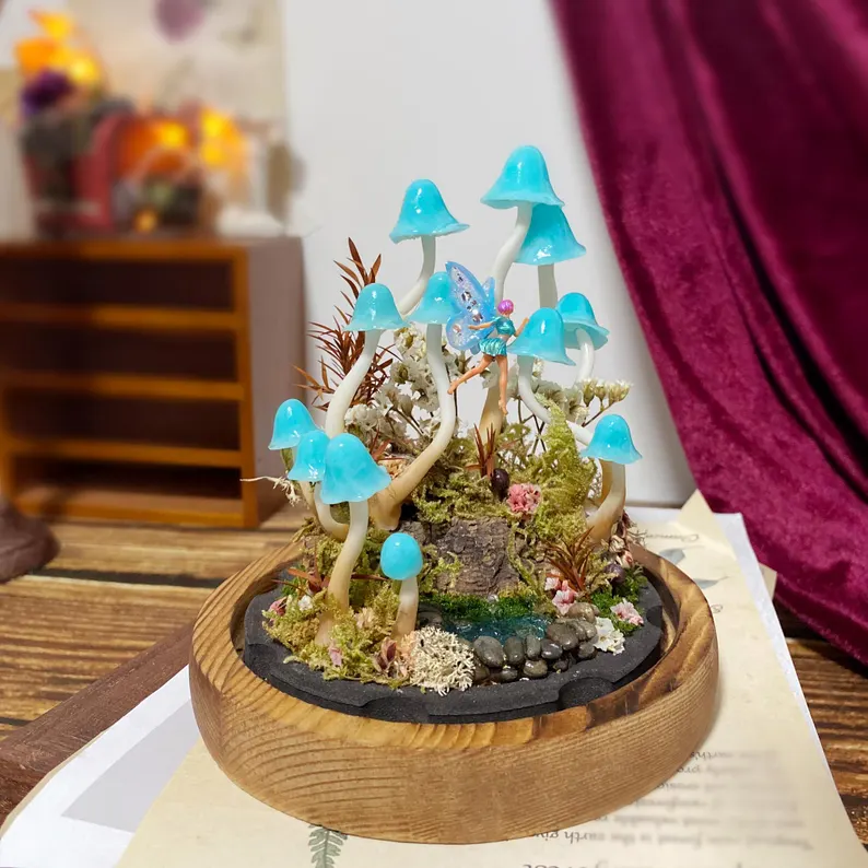 Enchanted Mushroom Forest Night Light, Handmade Glowing Mushrooms Lamp for Bedroom, Kids Room, Living Room, Magical Home Decor Creative Gift