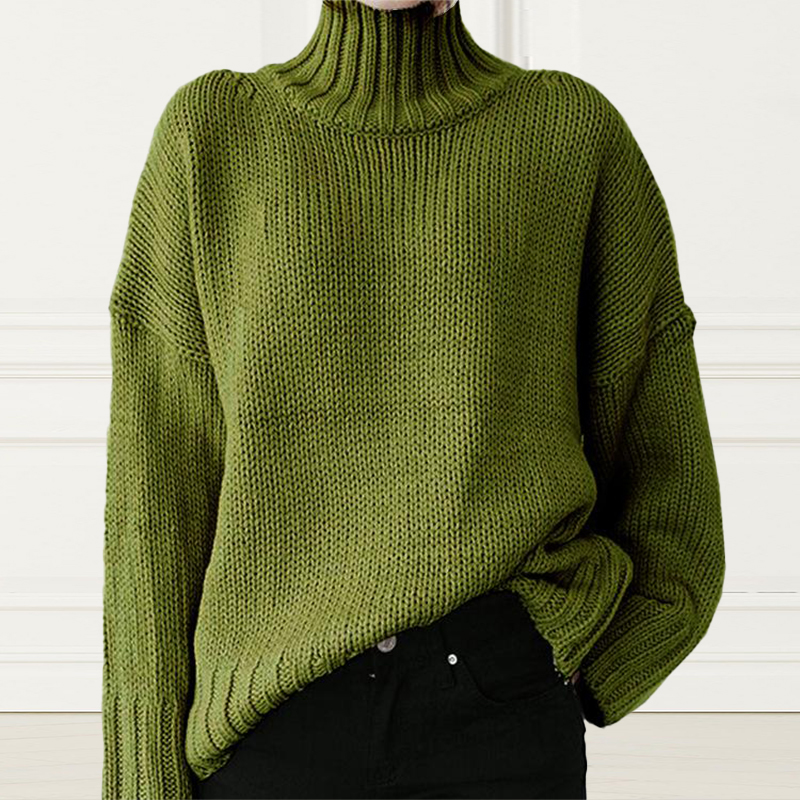Casual Solid Color Turtleneck Sweater-ABOXUN