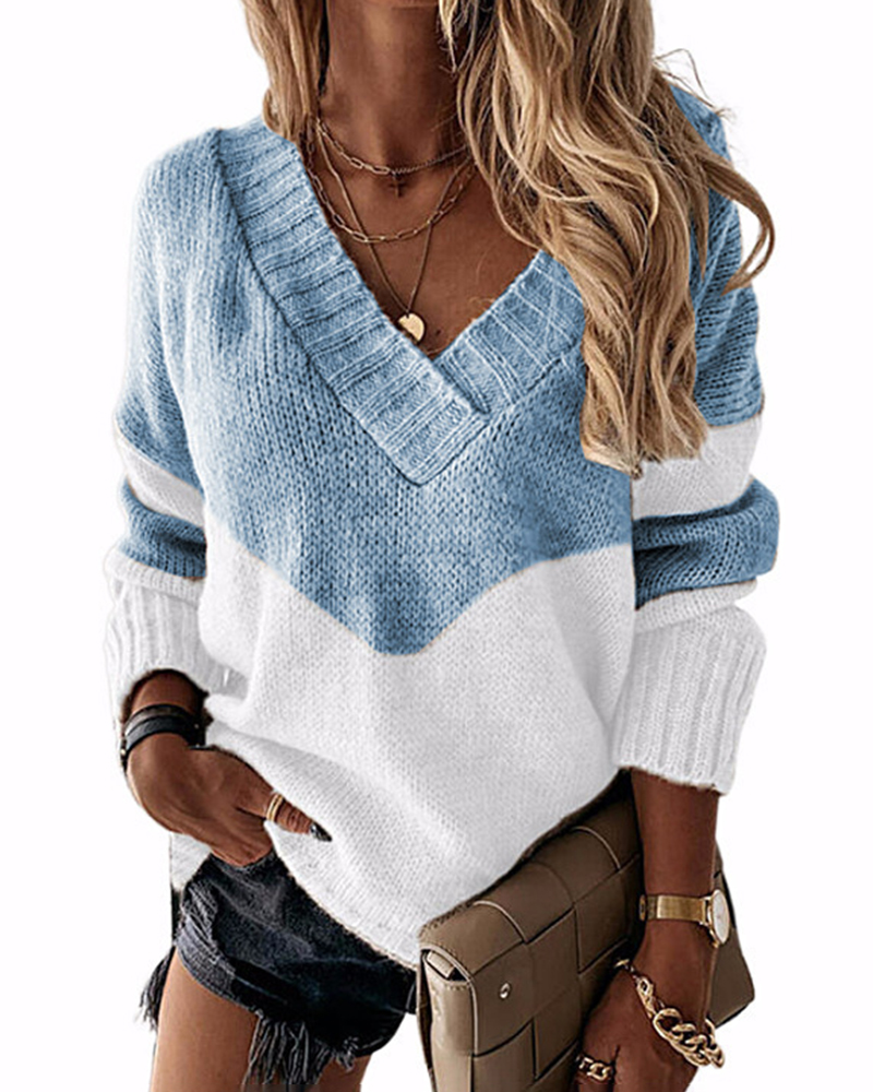 V-neck Loose Sweater-ABOXUN