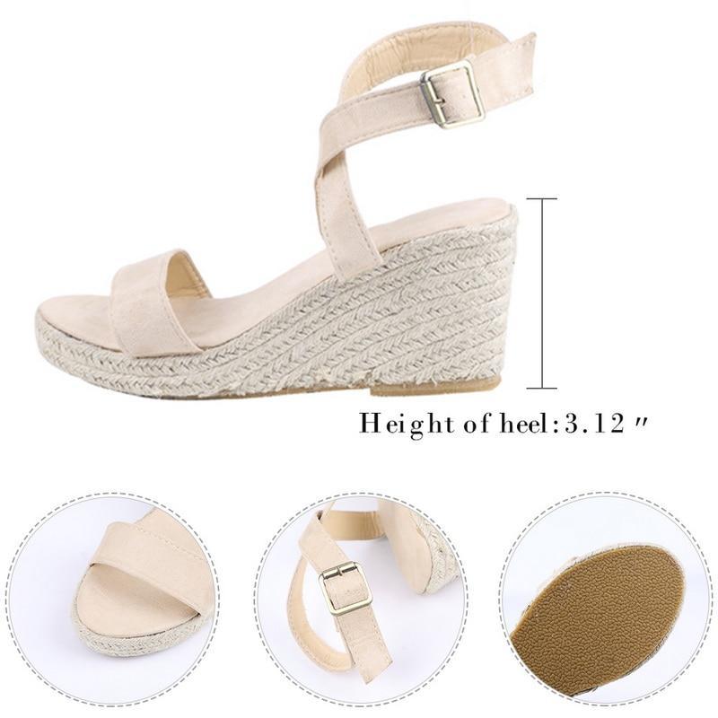 Woman Wedge Sandals  Summer Pumps Cross-tied High Heels Platform Shoes-ABOXUN
