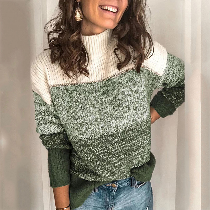 Vintage Pullover Loose Casual Colorblock Sweater-ABOXUN