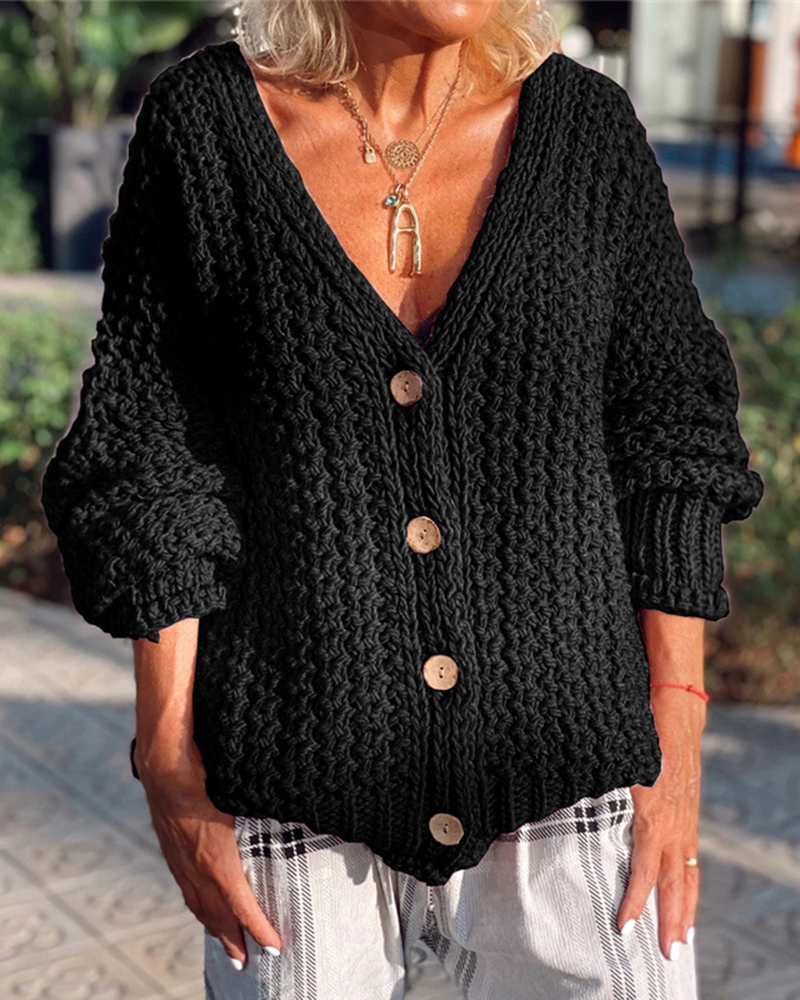 Retro Thick Stitch Casual Sweater Coat-ABOXUN