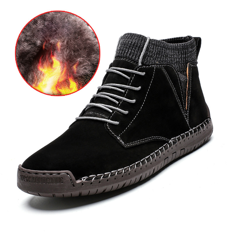 Men's New British Style Hand Sewn Martin Boots/Cotton-ABOXUN
