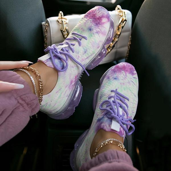 Women's Lace Up Air Cushion Tennis Sports Sneakers Breathable Mesh Shoes-ABOXUN