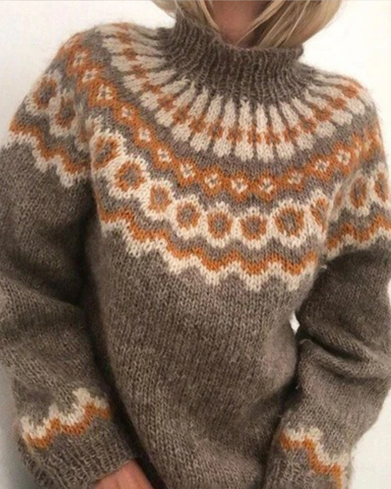 VINTAGE PRINTED KNITTED SWEATER-ABOXUN