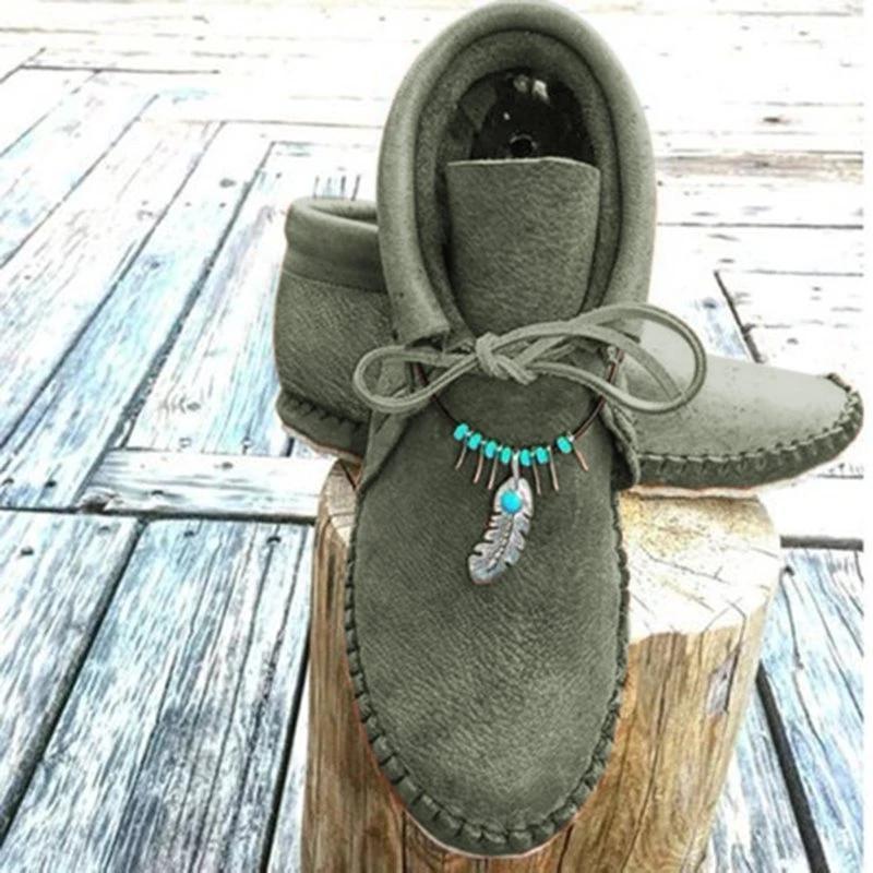 Boho Flat Heel Daily Boots-ABOXUN
