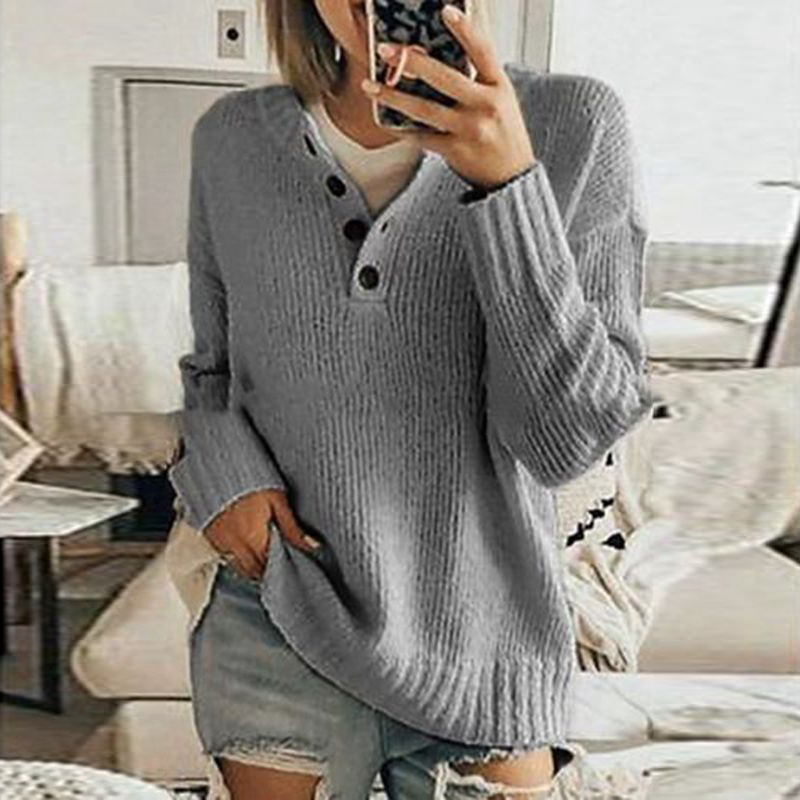 Casual Solid Color Stand Collar Sweater