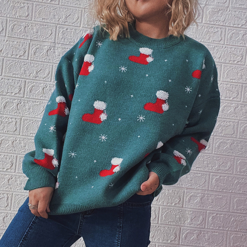 Vintage Christmas Socks Long Sleeve Sweater-ABOXUN
