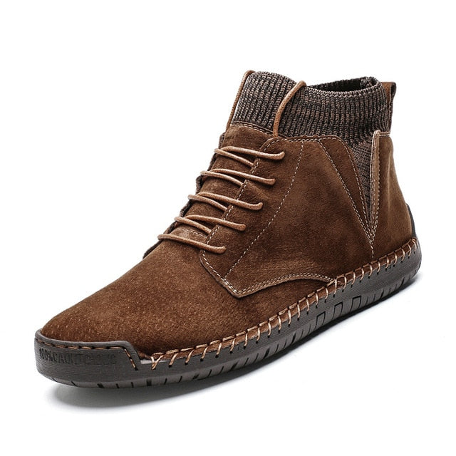 Men's New British Style Hand Sewn Martin Boots/Cotton-ABOXUN