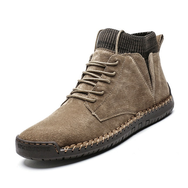 Men's New British Style Hand Sewn Martin Boots/Cotton-ABOXUN