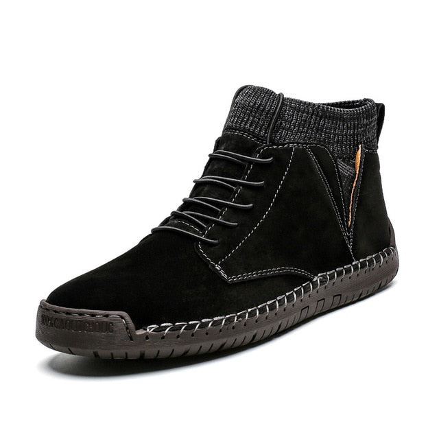 Men's New British Style Hand Sewn Martin Boots/Cotton-ABOXUN