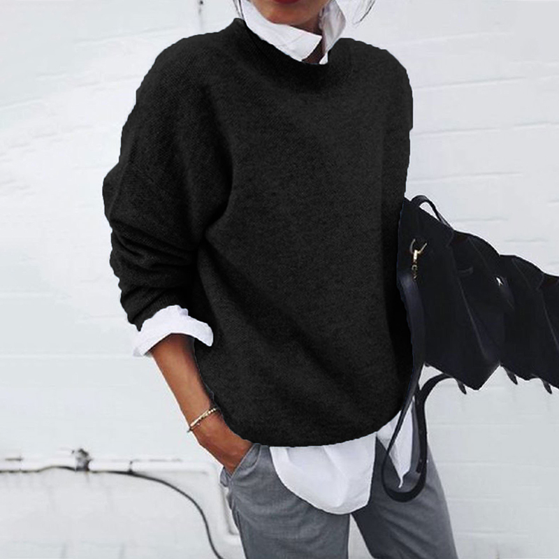 Shirt Collar Long Sleeve Fake Two Piece Sweater-ABOXUN