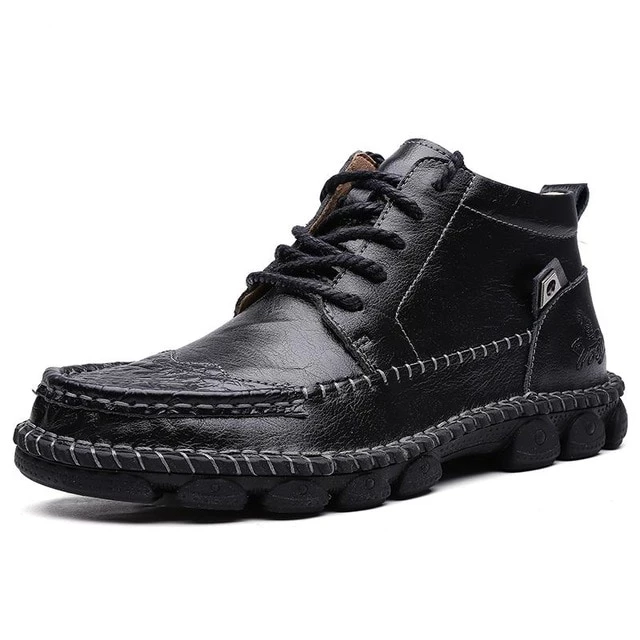 Men's Split Cow Leather Good Arch Support & Non-slip Outdoor Walking Shoes-ABOXUN