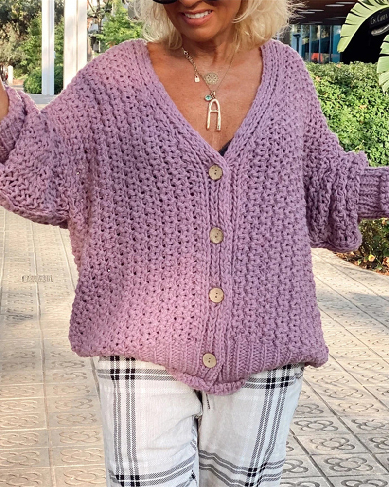 Retro Thick Stitch Casual Sweater Coat-ABOXUN