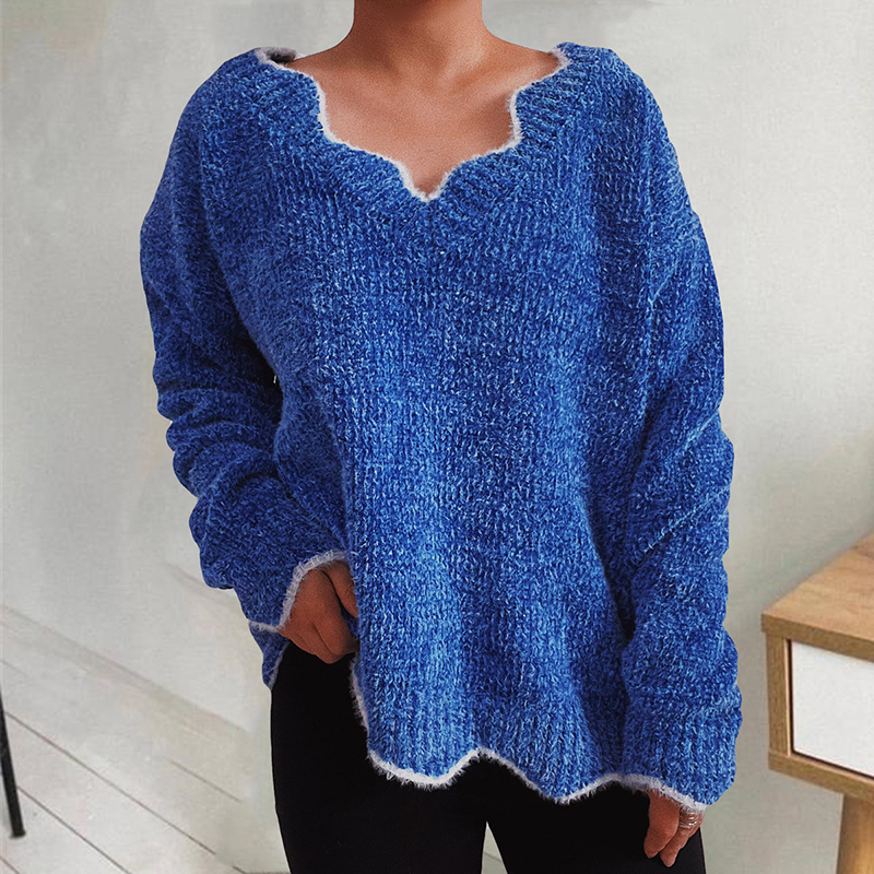 Vintage Solid Chenille Wavy Loose Sweater-ABOXUN