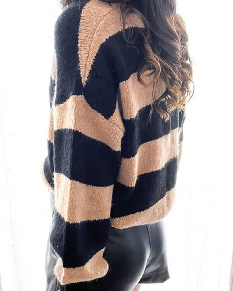 Always Memorable Striped Knit Sweater-ABOXUN