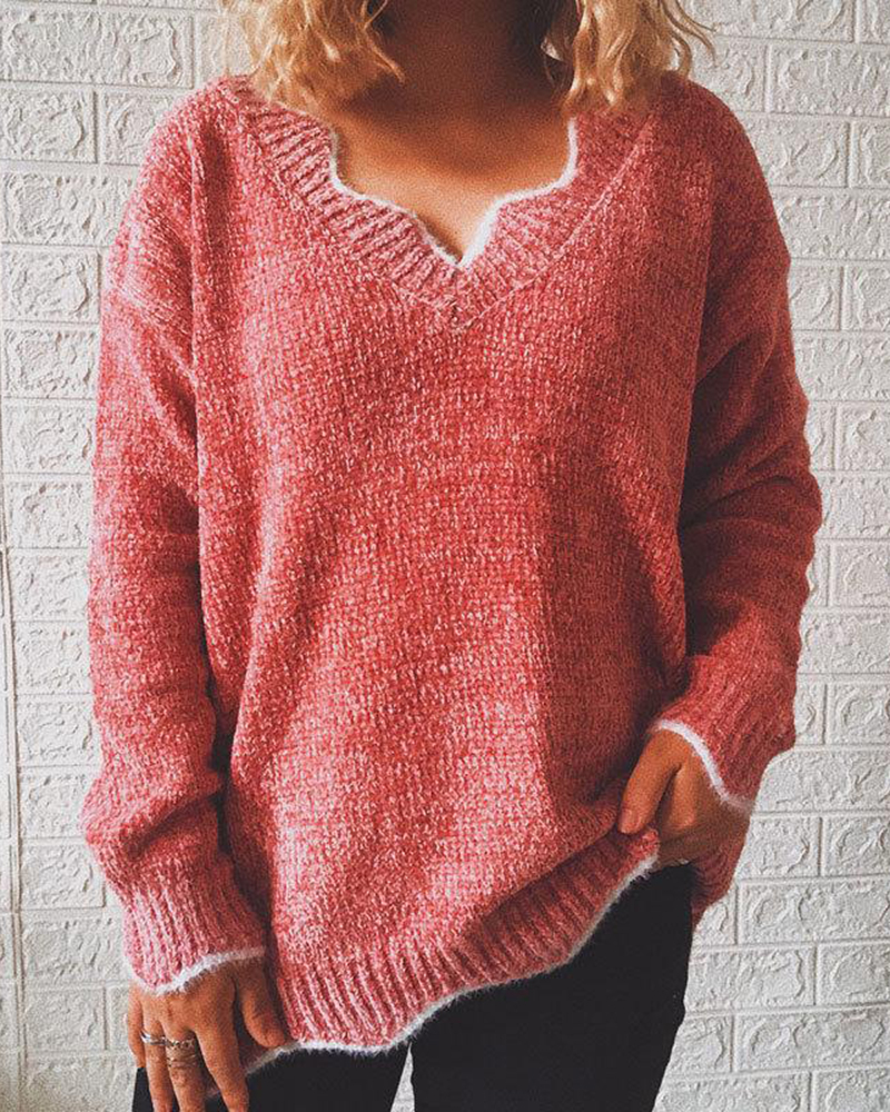 Puls Size Long Sleeve Knitted Sweater-ABOXUN