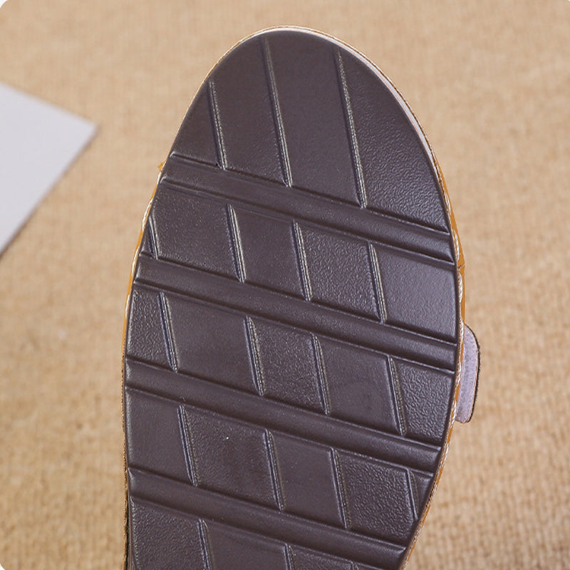 2022 New Casual Round Toe Velcro Mid Heel Women Wedge Sandals-ABOXUN