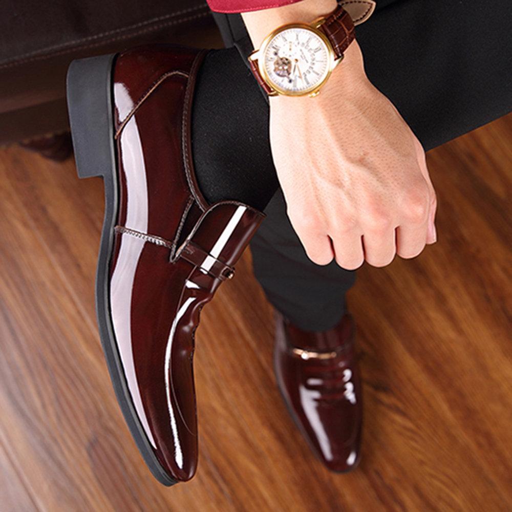 Men Microfiber Leather Hole Breathable Casual Formal Dress Shoes-ABOXUN