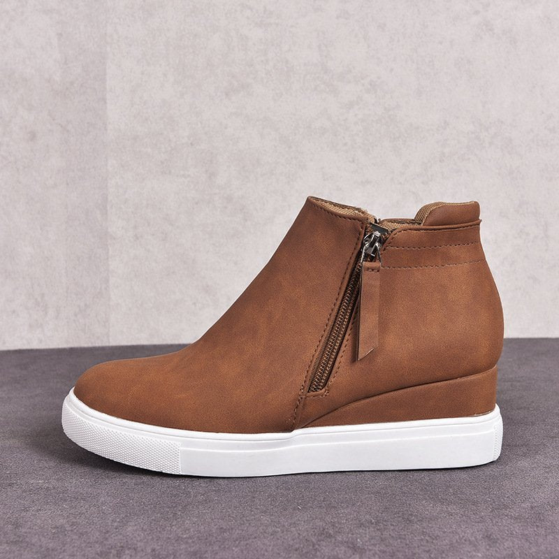 Grishay 2022 New Zipper Wedge Heel Women's Boots-ABOXUN