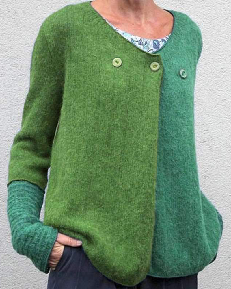 5XL Women's Casual V-neck Loose Pure Color Long Sleeve Sweater-ABOXUN
