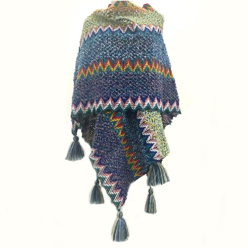 Vintage Ethnic Gradient Striped Shawl-ABOXUN