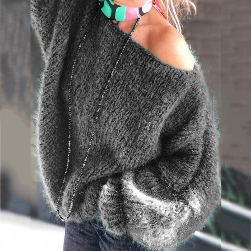 Vintage Slanted Shoulder Loose Irregular Sweater-ABOXUN