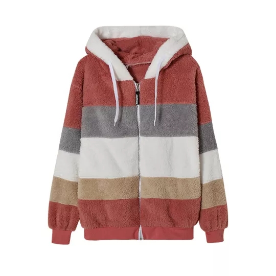 2022 autumn-winter new lamb velvet jacket with zipper pocket and hood-ABOXUN