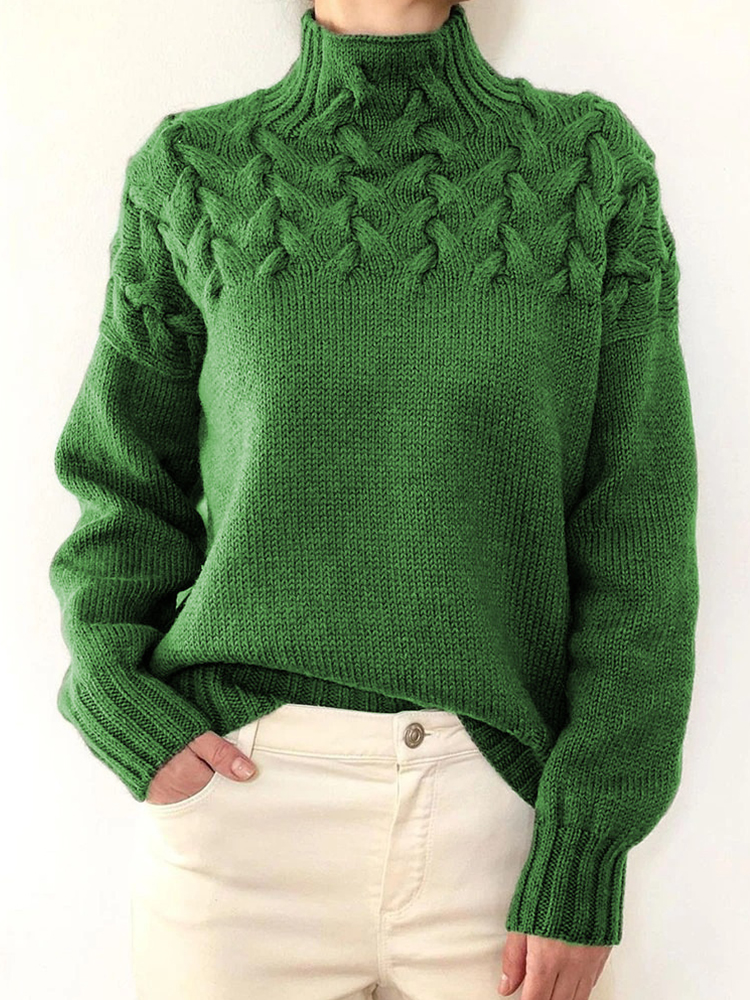Casual Turtleneck Solid Color Sweater-ABOXUN
