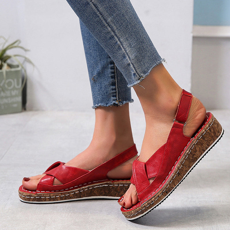 2022 Summer Solid Color Flat Velcro Sandals-ABOXUN