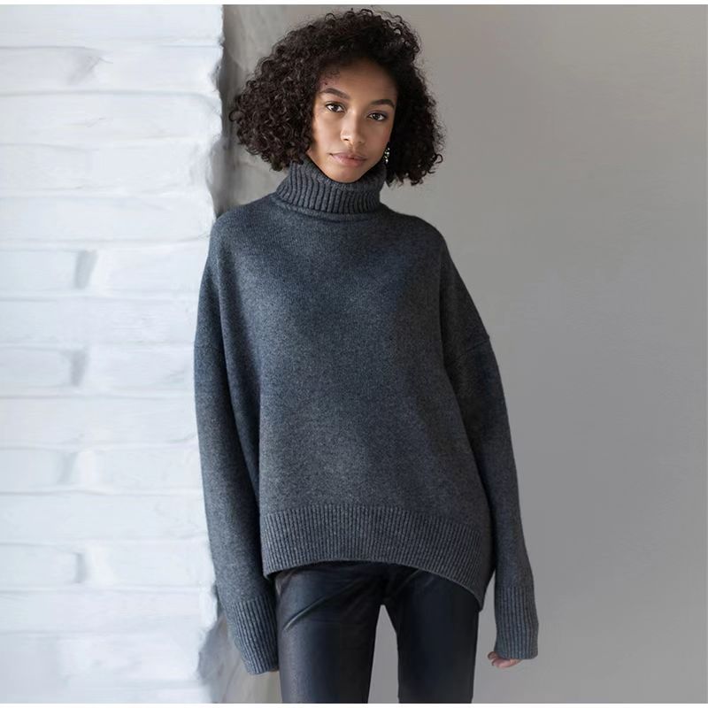 women's autumn and winter popular high neck loose knitted sweater-ABOXUN
