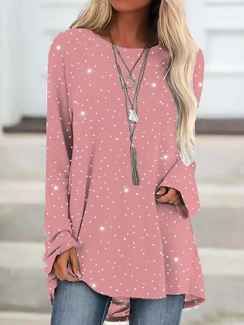 Knit sweater loose large size casual sequined T-shirt top-ABOXUN