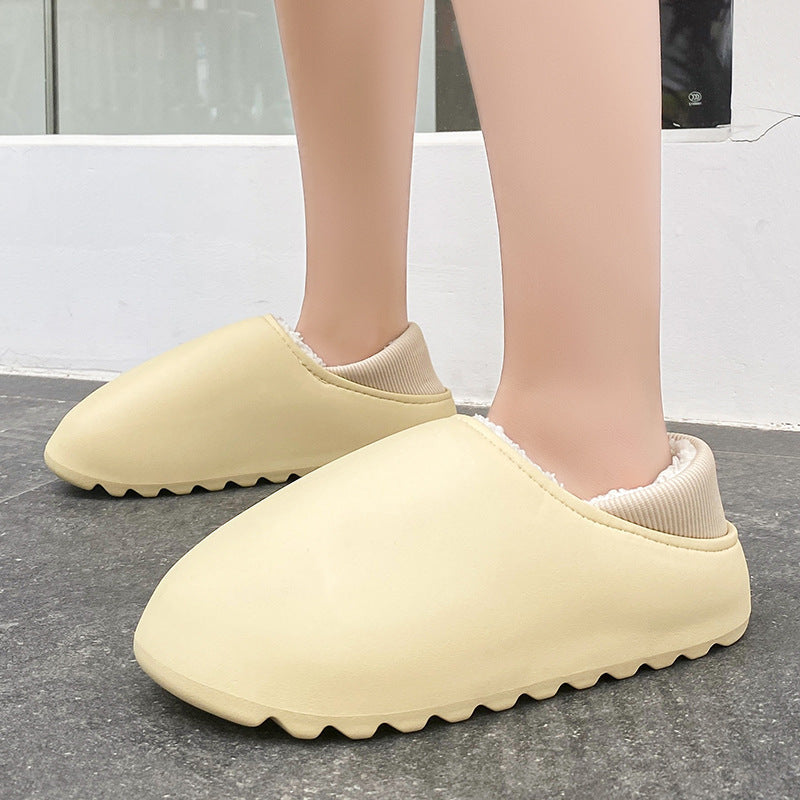 Waterproof Slippers Home Warm Fleece Cotton Shoes-ABOXUN