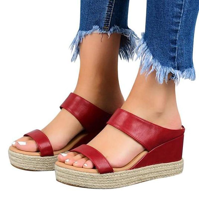 Womens Platform Wedge Sandals High Heel Slip-on Open Toe Slides-ABOXUN